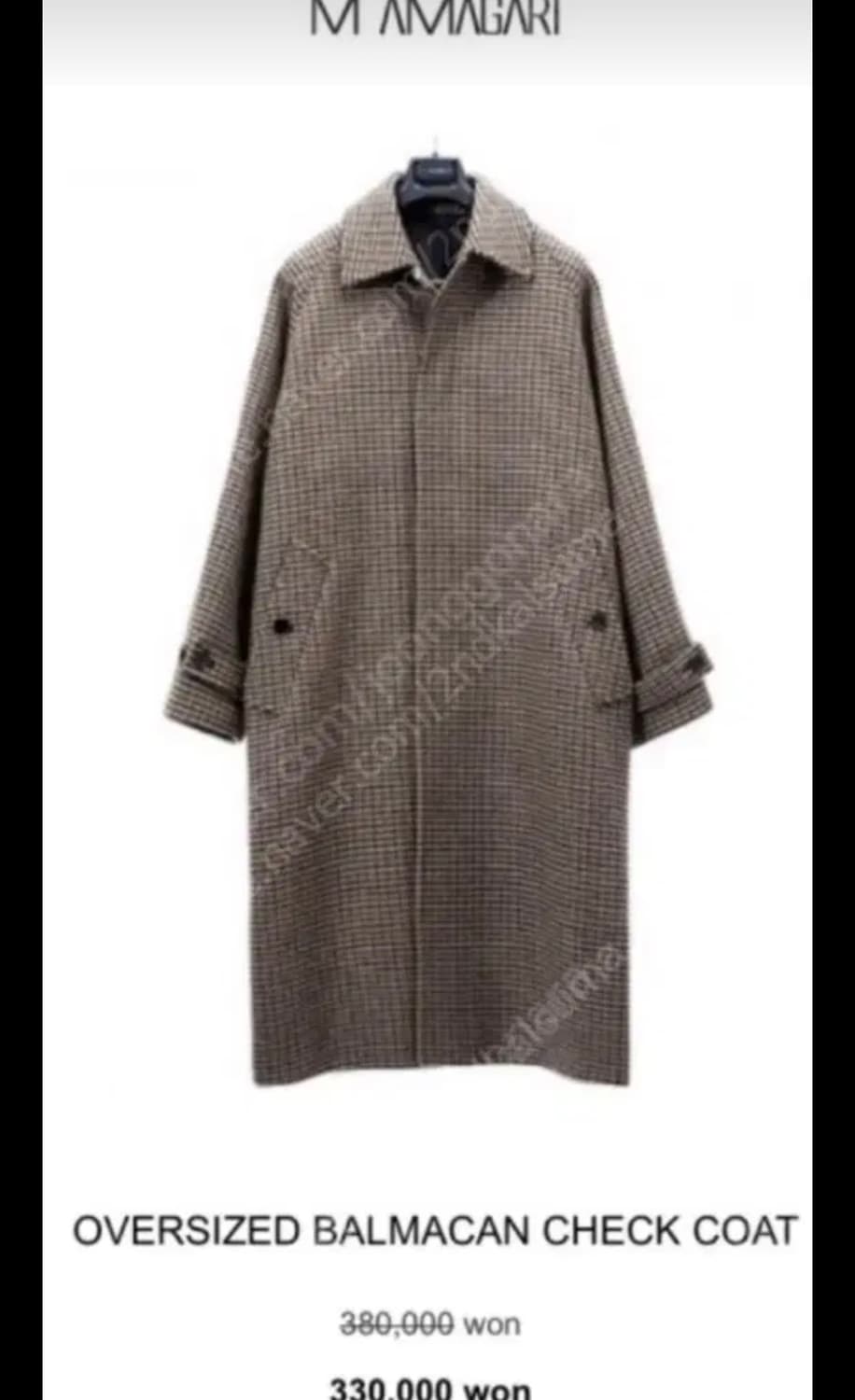 마마가리 체크 울 발마칸 코트 44(105) 상품이미지3