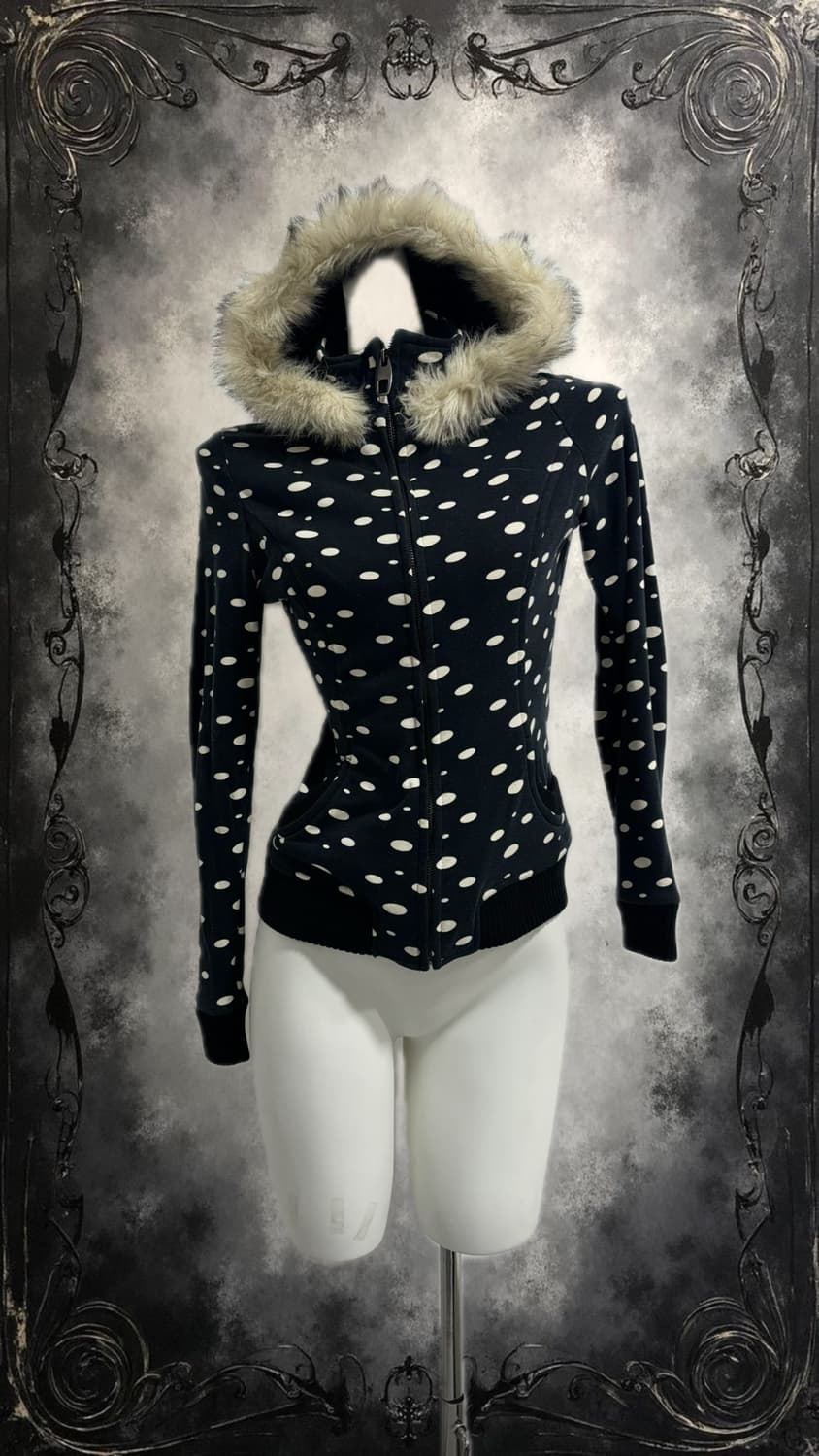 Dot Navy Fur Zip-Up 상품이미지1