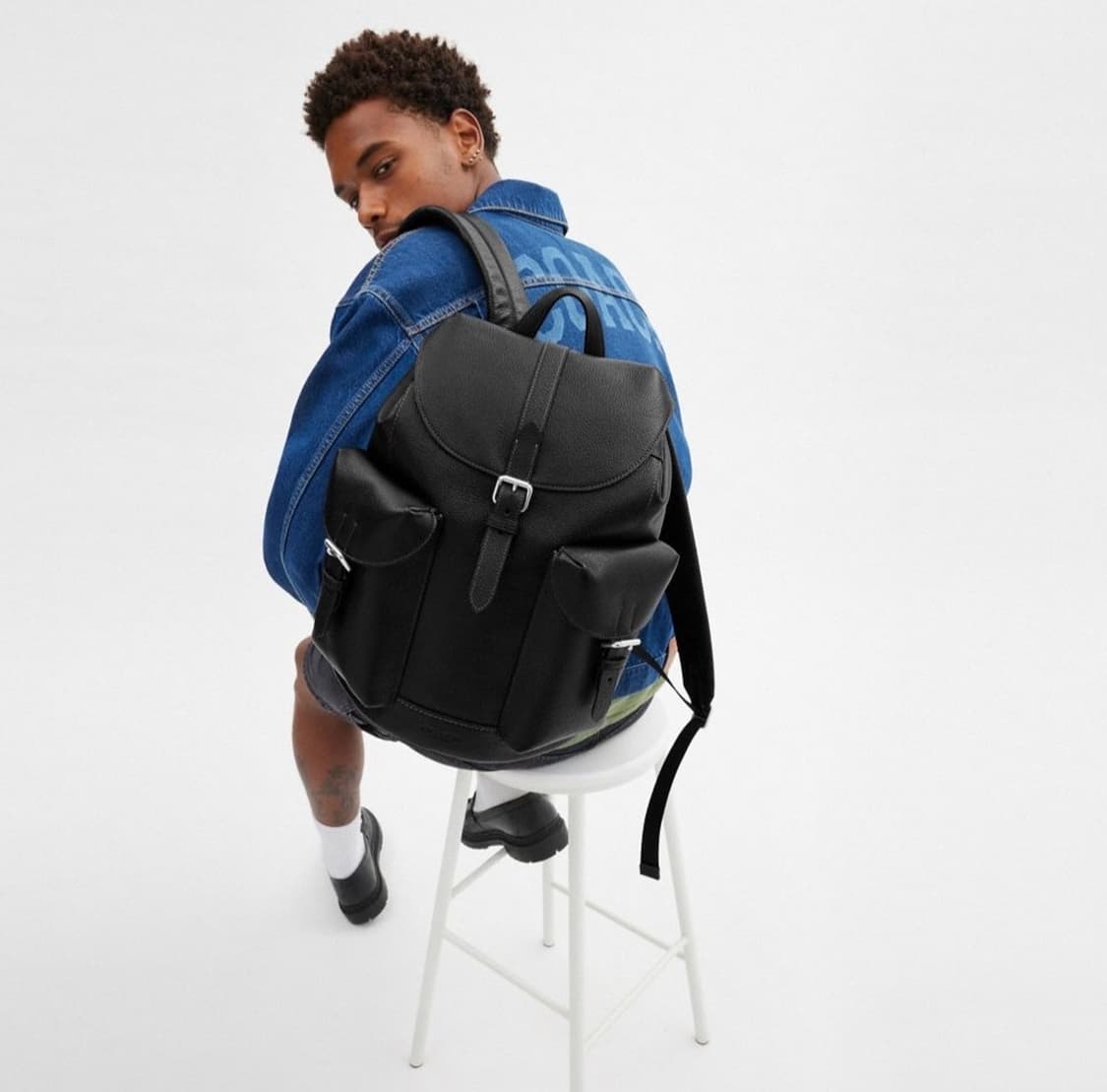 COACH 코치 가죽 워너 백팩 블랙 상품이미지3