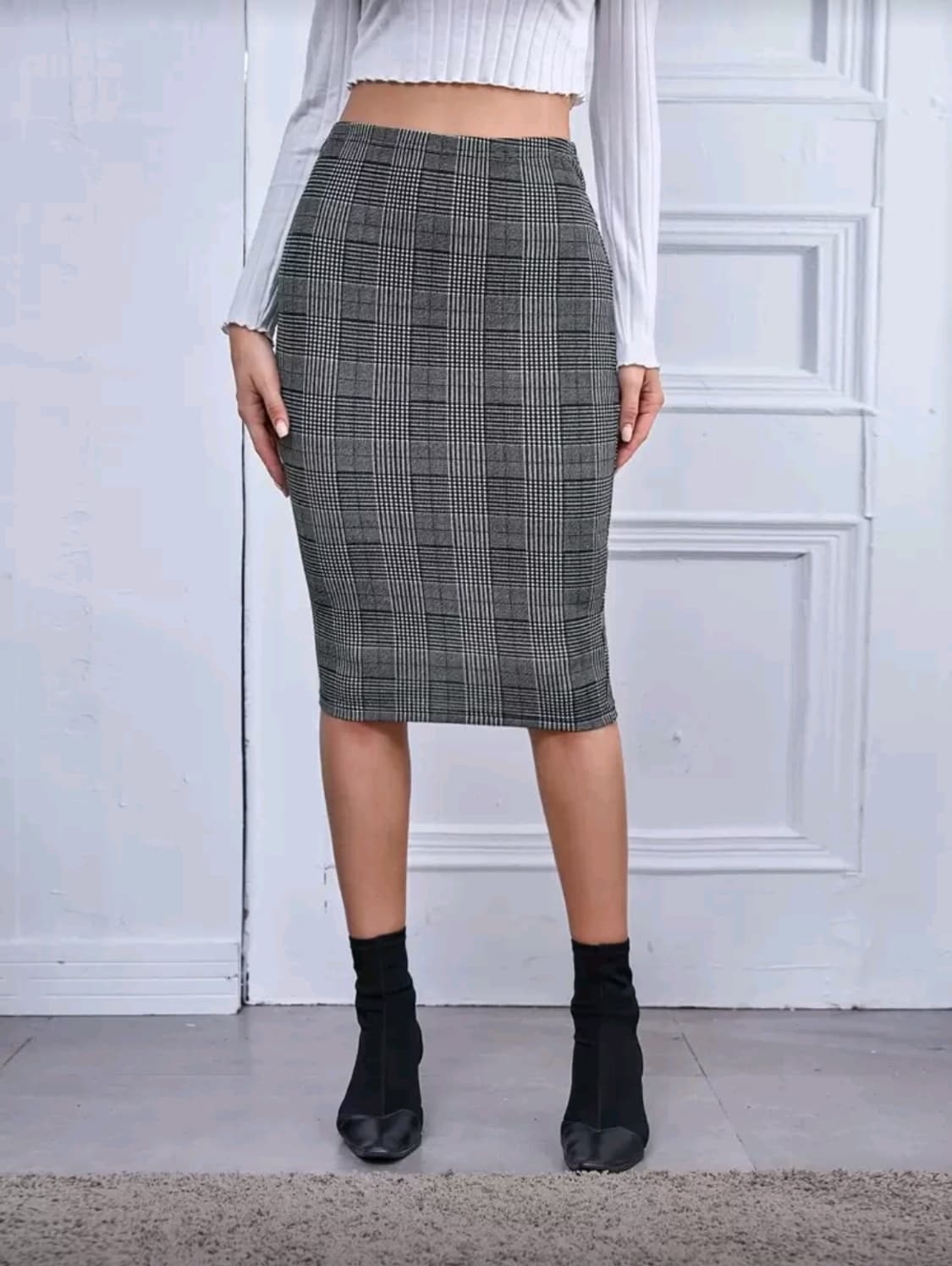 (새옷) 허리밴딩 체크롱스커트 M사이즈 상품이미지2