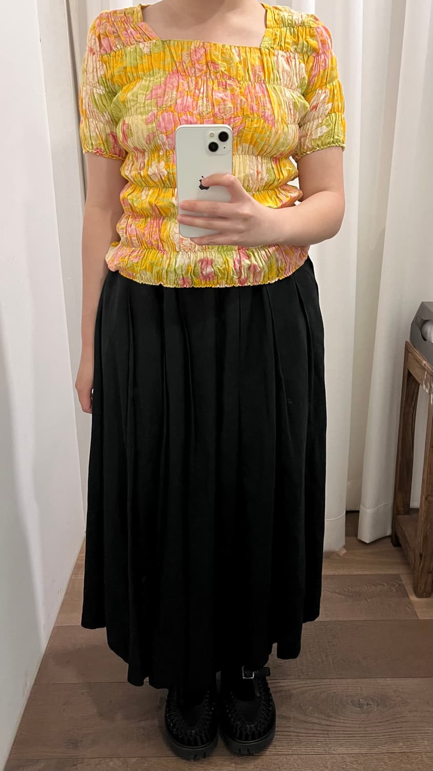 Floral Pattern Shirring Blouse 상품이미지2