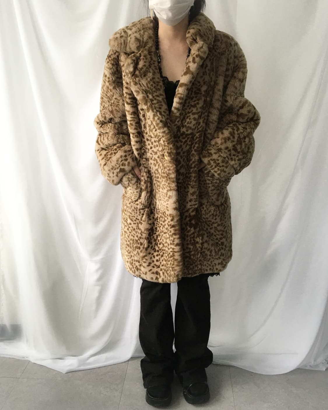 Fake fur leopard pattern jacket 상품이미지1