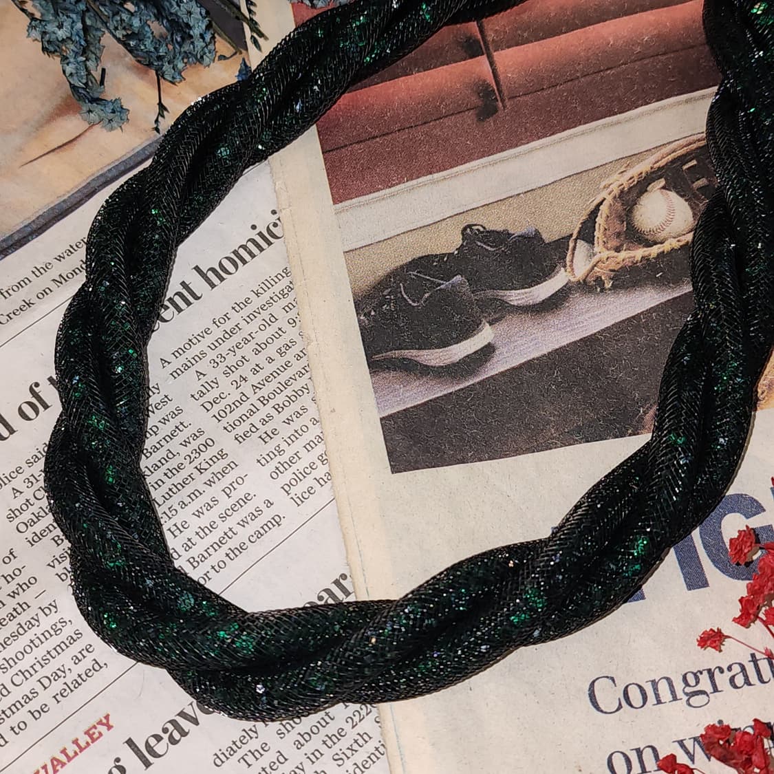 90s 프랑스 빈티지 쥬얼리 에메랄드 트위스트 초커 빈티지 목걸이 상품이미지3