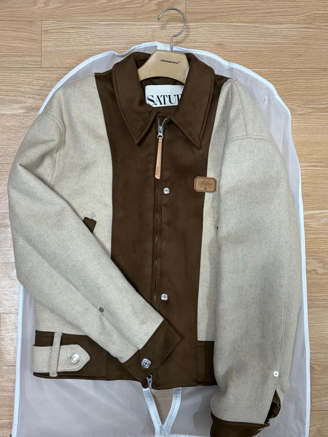 세터 스웨이드 패널 울 자켓 클래식 아이보리 L 새상품 상품이미지1