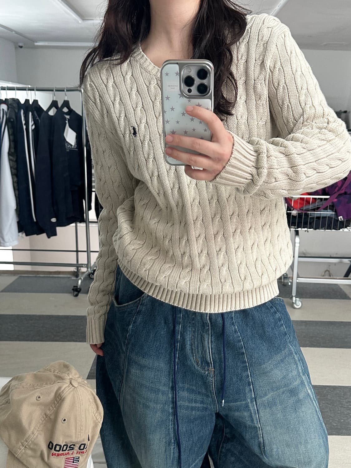 폴로 랄프로렌 V넥 케이블 니트  상품이미지8