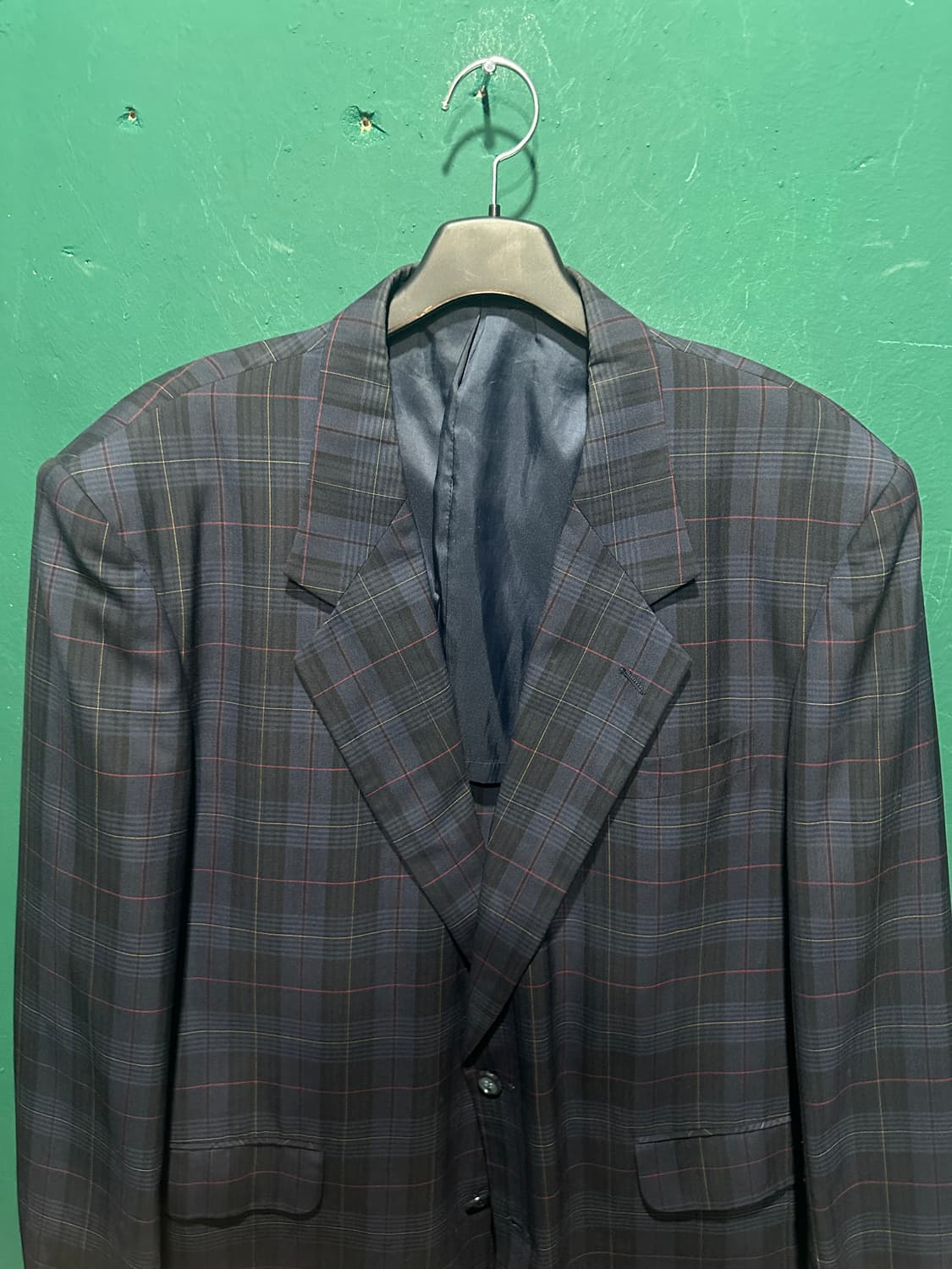 입생로랑 타탄체크 블레이져 네이비 상품이미지2