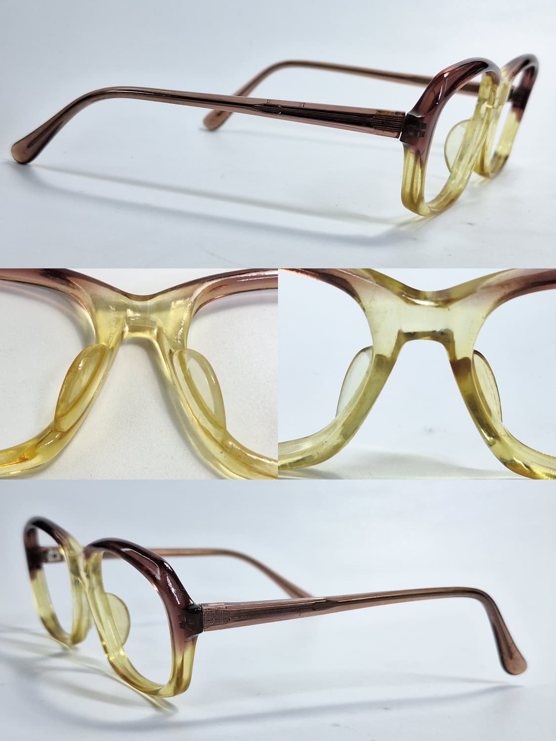 90s 일본 빈티지 Papion 208 브라운 옐로우 투톤 안경테 일제 상품이미지4