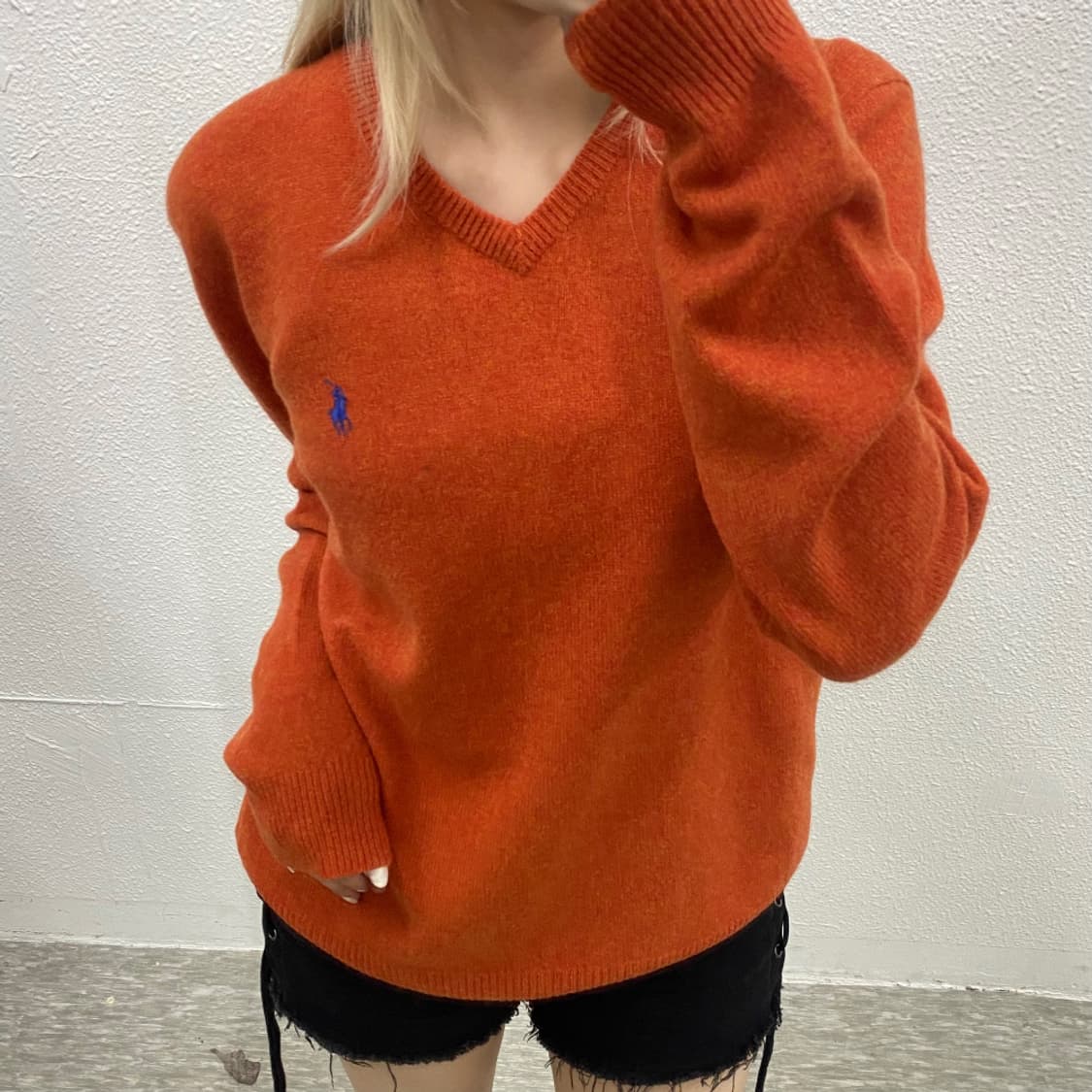 폴로 랄프로렌 블루포니 브릭오렌지 브이니트 L 상품이미지5