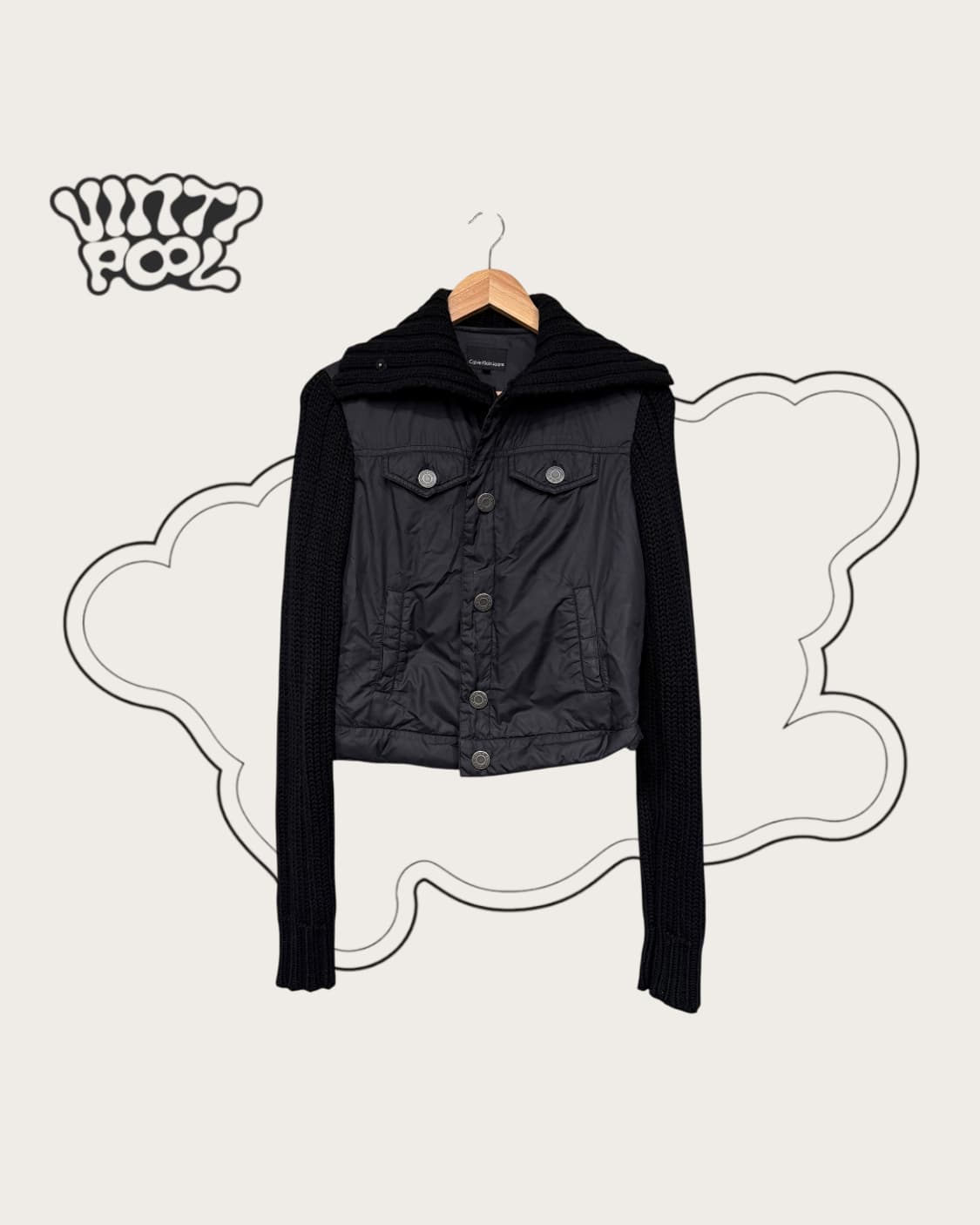  캘빈클라인 진스 니트 패딩 자켓 s 블랙 상품이미지1