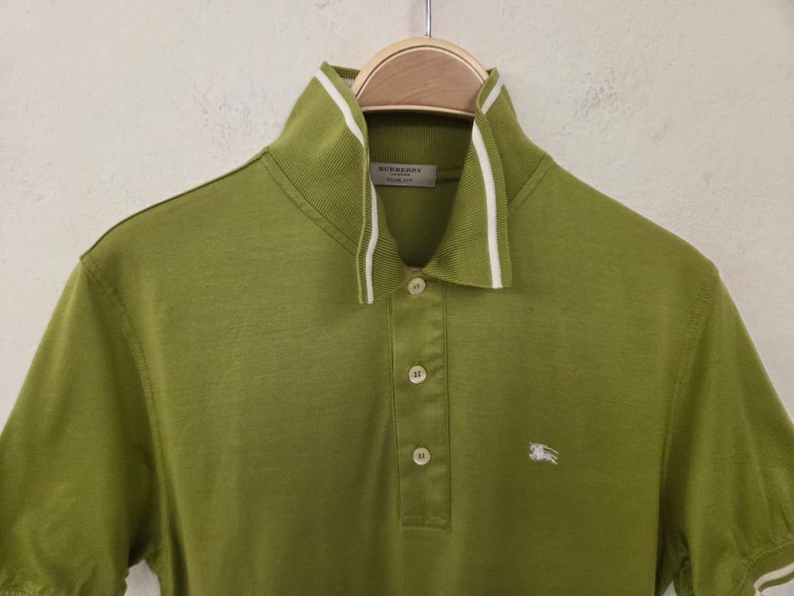 버버리 슬림핏 라임색 폴로티 상품이미지2