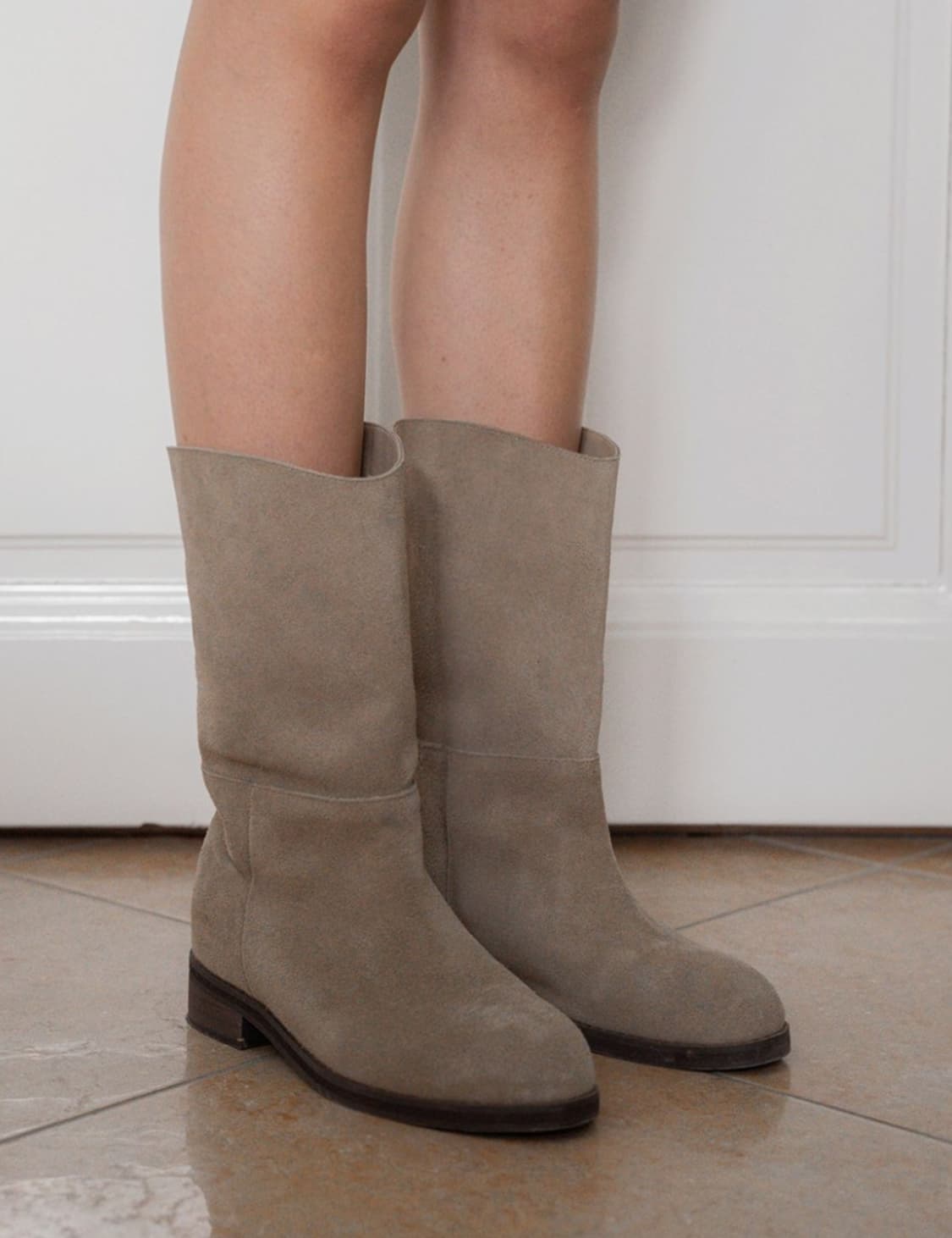 위드아웃썸머 킨더 하프 부츠 스웨이드 베이지 상품이미지2