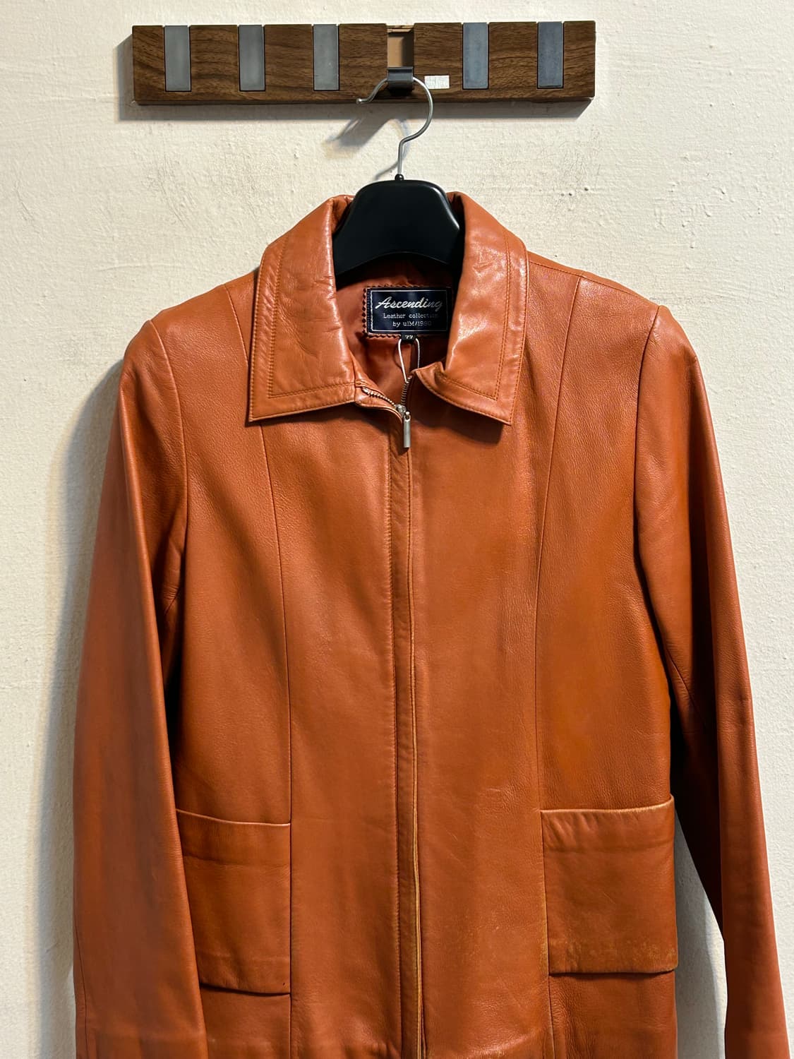 테라코타 브라운 빈티지 레더 집업 자켓 상품이미지2