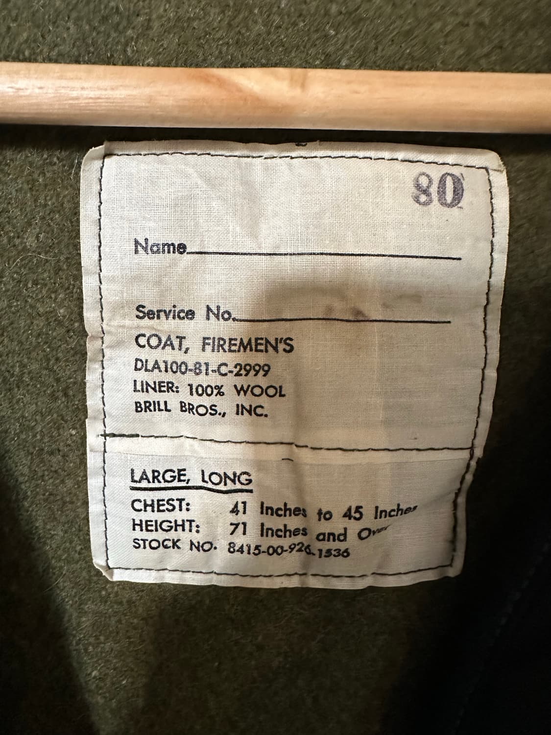 80년대 미군 COAT, FIREMEN'S 덕코트 & 울 라이너 세트 상품이미지10