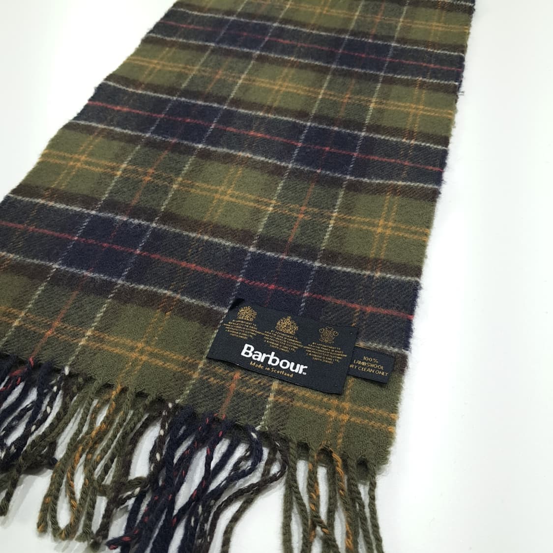 MX488 바버 00s 영국판 램스울 클래식타탄 올리브 머플러 목도리 상품이미지3