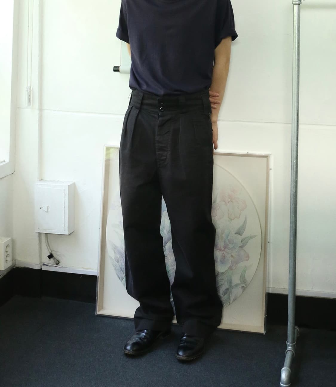 MHL 블랙 코튼 핀턱 트라우저 상품이미지1