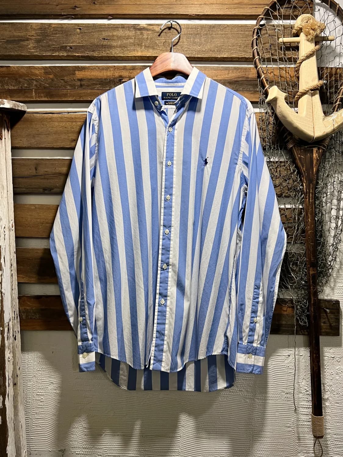 [M]폴로 랄프로렌 CLASSIC FIT 스카이블루 스트라이프 코튼 셔츠 상품이미지1