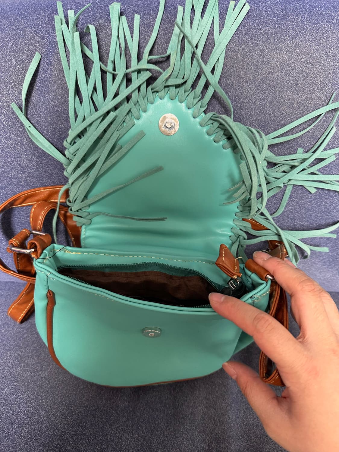 민트 보석 에스닉 수술 프린지 백 JPN 하구미 스즈코 모리걸 하라주쿠 상품이미지4