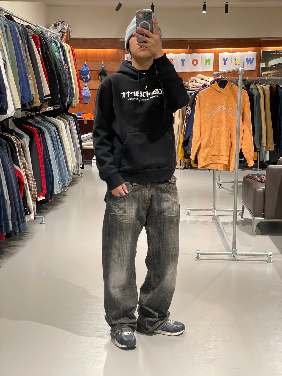 빈티지 스트레이트핏 흑청 데님 팬츠    상품이미지5