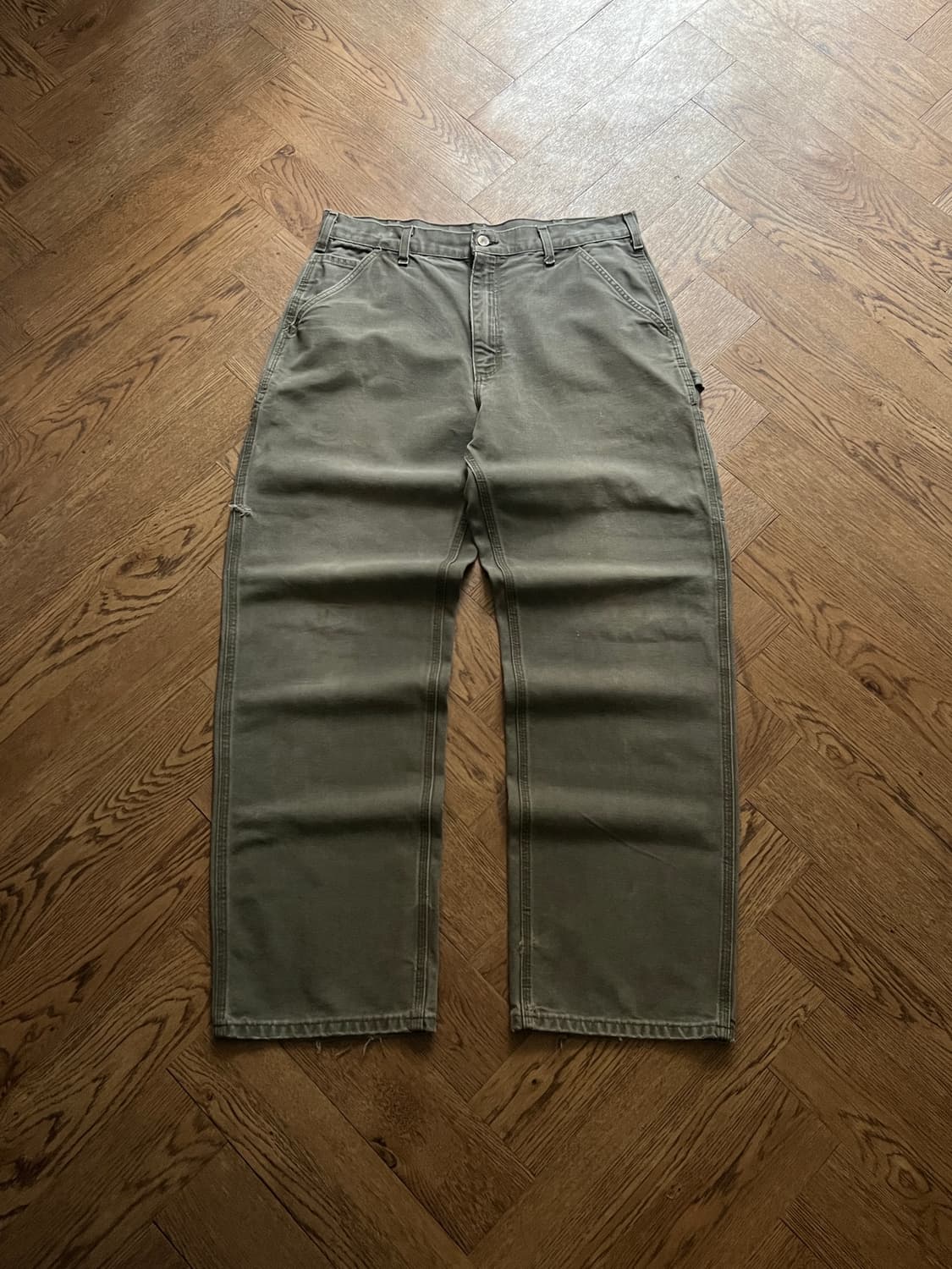 [36]칼하트 USA 빈티지 워싱 모스그린 카펜터 워크 팬츠 M7 상품이미지1