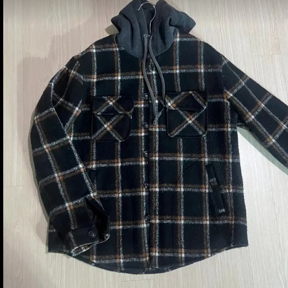 체크 후드 패딩 자켓 상품이미지1