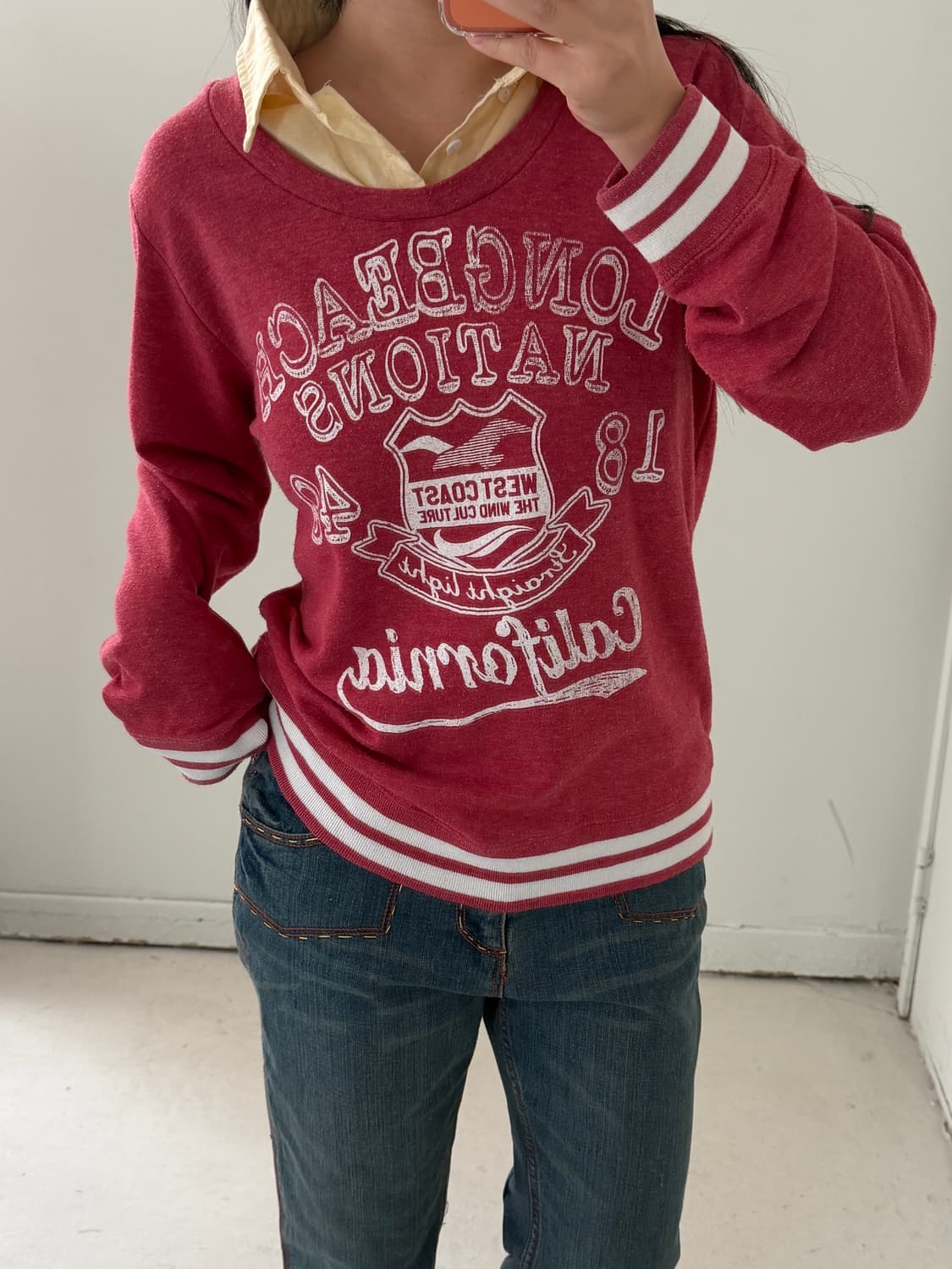 일본빈티지 y2k 레이어드 카라스웻 상품이미지3