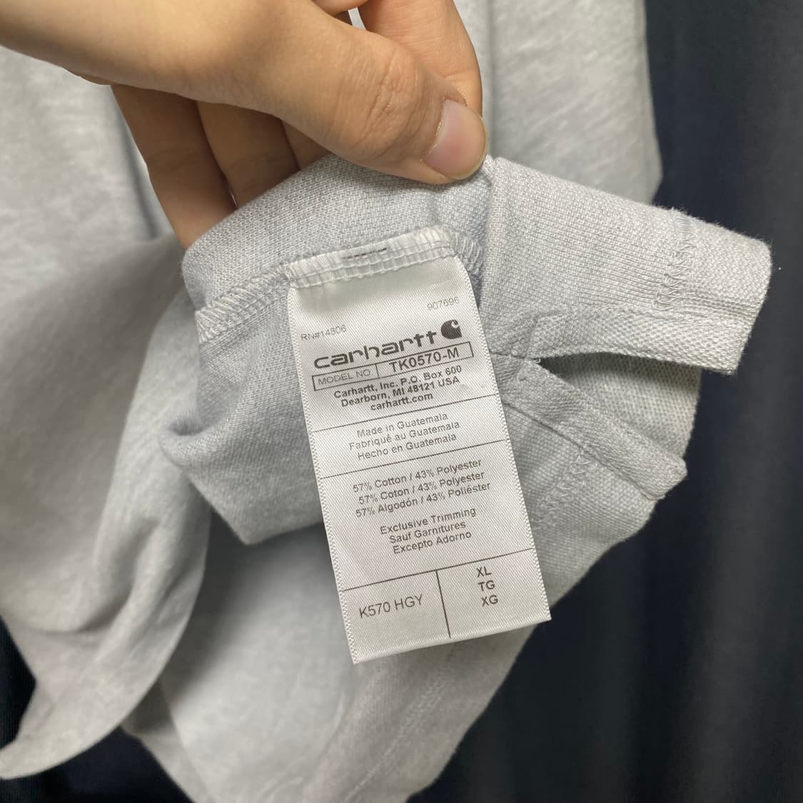 칼하트 PK 카라 반팔 그레이 XL 상품이미지6