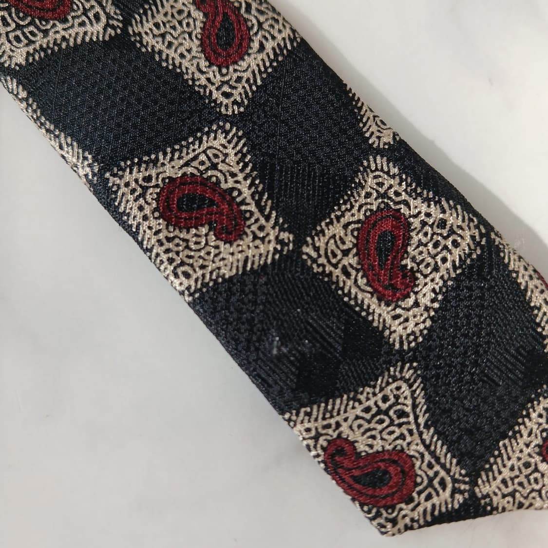 피에르 발망 실크 페이즐리 패턴 넥타이 9.5cm A등급 A19704 상품이미지9