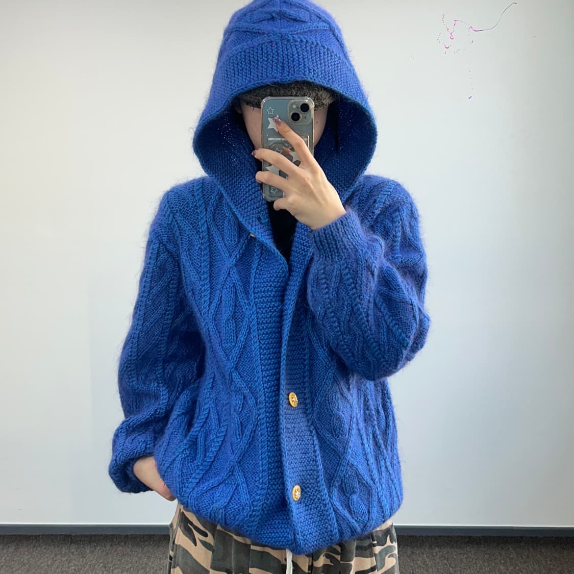 빈티지 딥블루 케이블 니트 가디건 상품이미지2