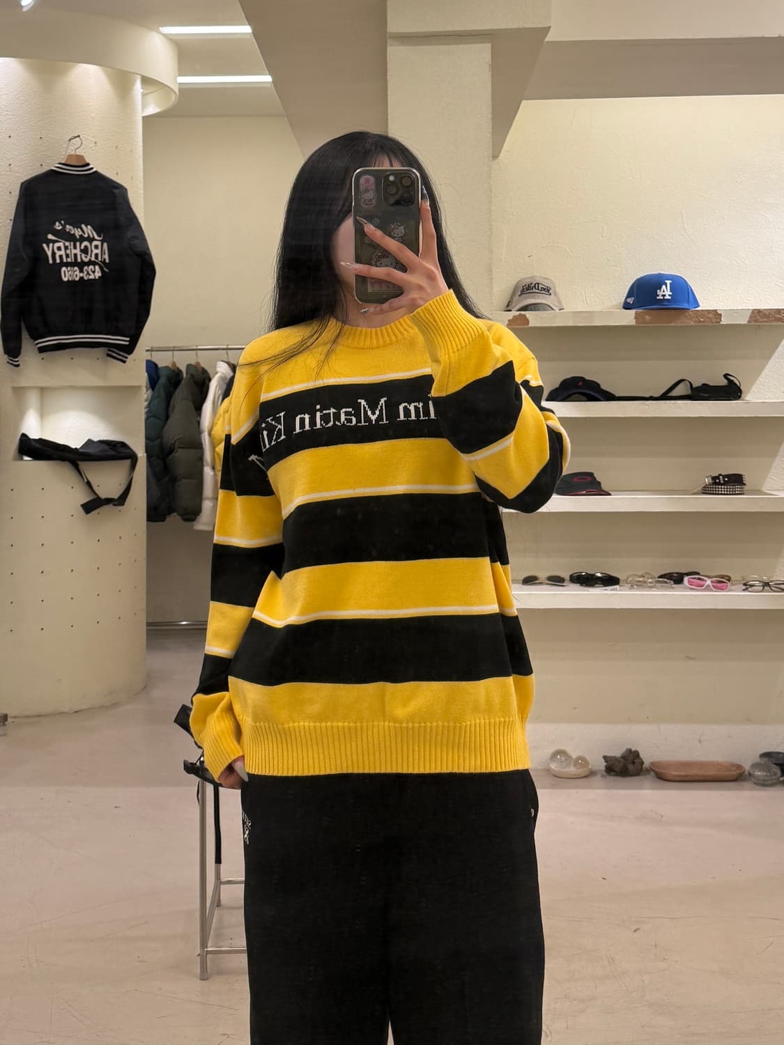 마뗑킴 스트라이프 빅로고 니트 U790 상품이미지1