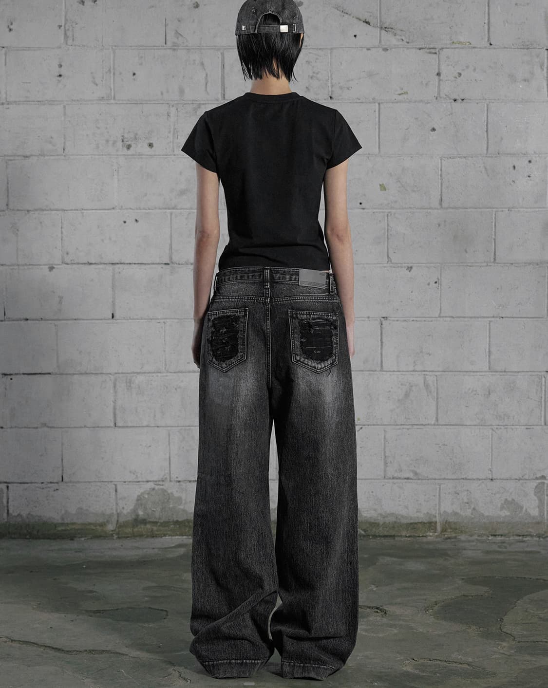 보헤미안서울 Knee open Ripped Wide Jeans gray 상품이미지6