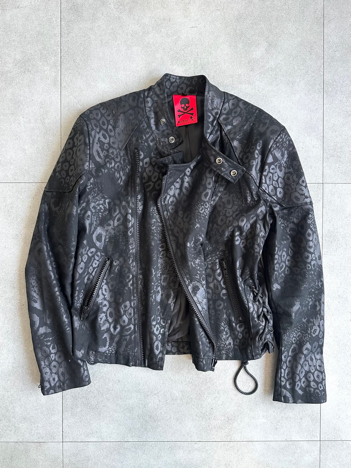 VTG 블랙 레오파드 코팅 라이더 자켓 상품이미지4