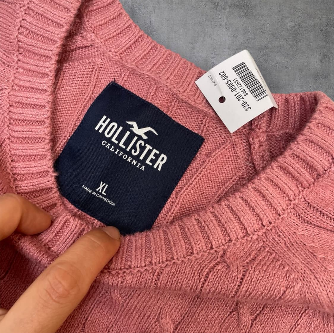 홀리스터 Hollister 핑크 케이블 라운드넥 니트 XL 상품이미지2