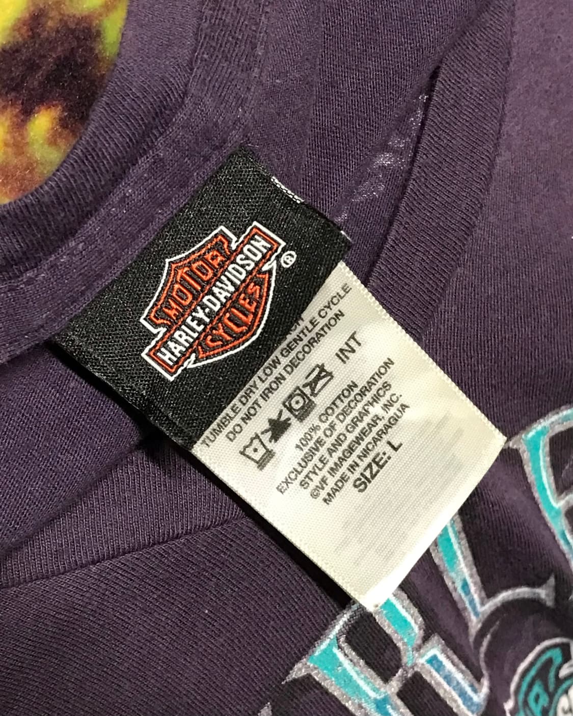 할리데이비슨 퍼플 브이넥 민트 프린팅 롱슬리브 💜희귀매물 상품이미지4