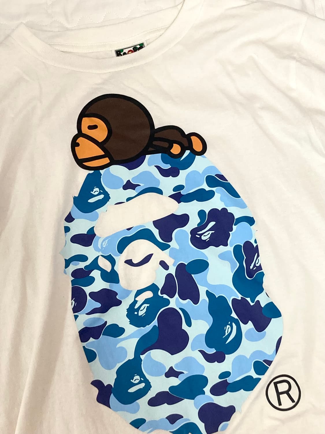 베이프 반팔 abc 카모 마일로 온 빅 베이프 티셔츠 블루 s사이즈  상품이미지1