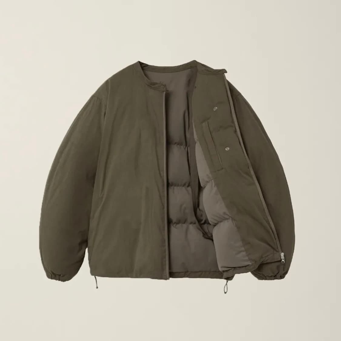 M) EE 레이어드 후드 집 파카 패딩 브라운 상품이미지5