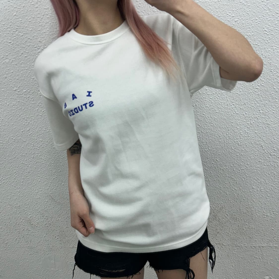 아이앱스튜디오 블루 로고 화이트 반팔 M 상품이미지1