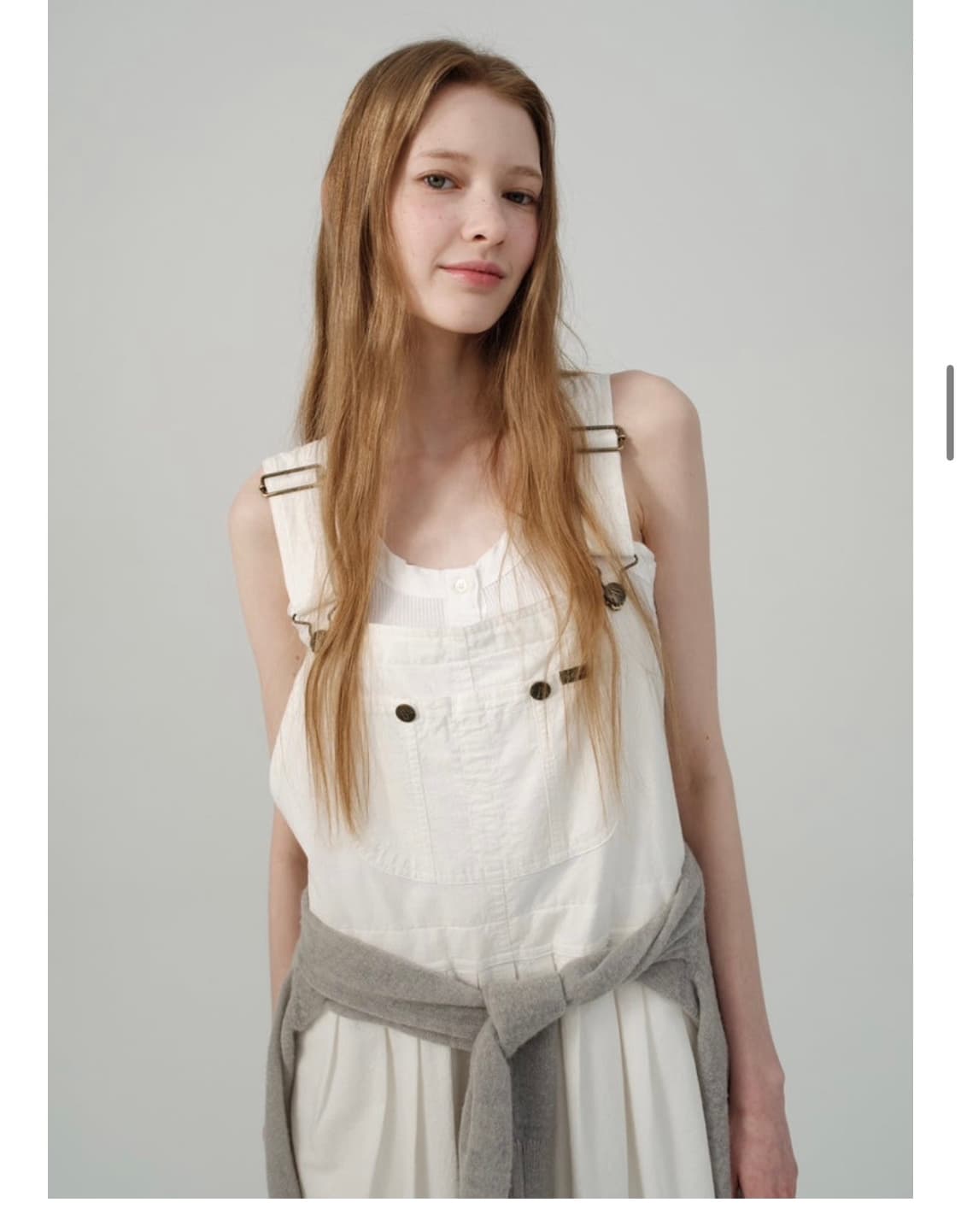 더바넷 아이보리 코튼 가드너 오버롤 드레스(원피스) 상품이미지3