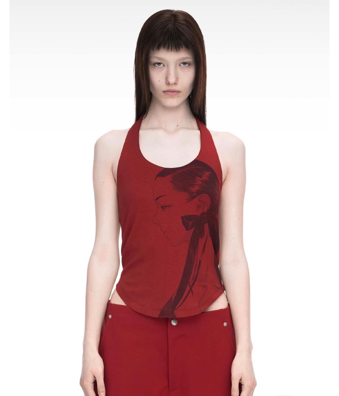 Drawing halter sleeveless red 상품이미지1