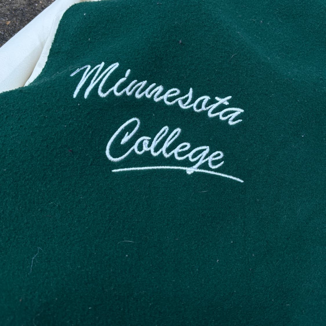 빈티지 리얼레더 그린 자수 바시티자켓 상품이미지4