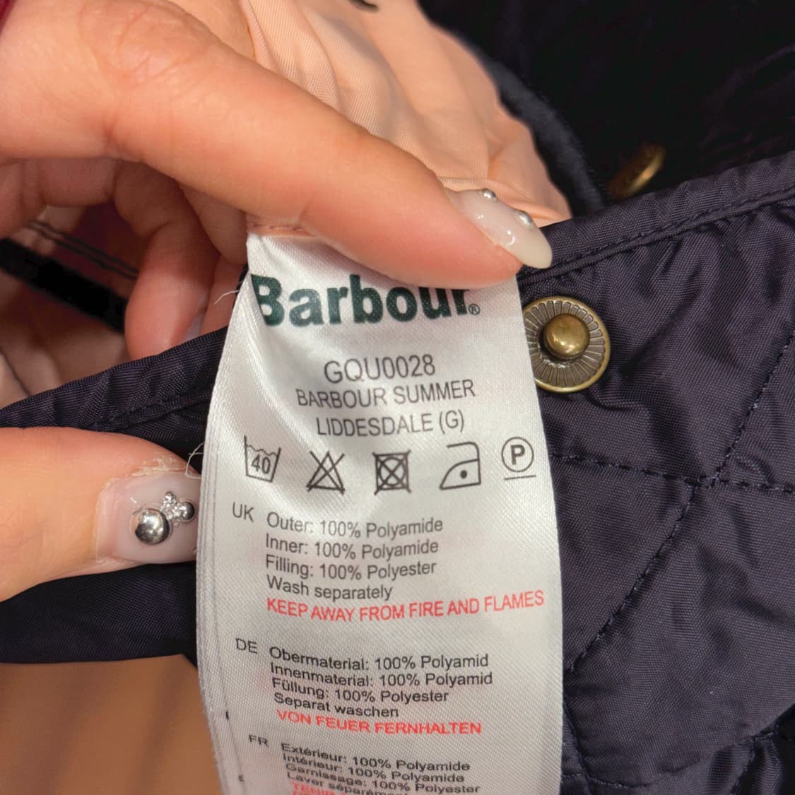 바버 퀄팅 자켓 스냅버튼 코듀로이 카라 포켓 디테일 슬림핏 네이비 상품이미지9