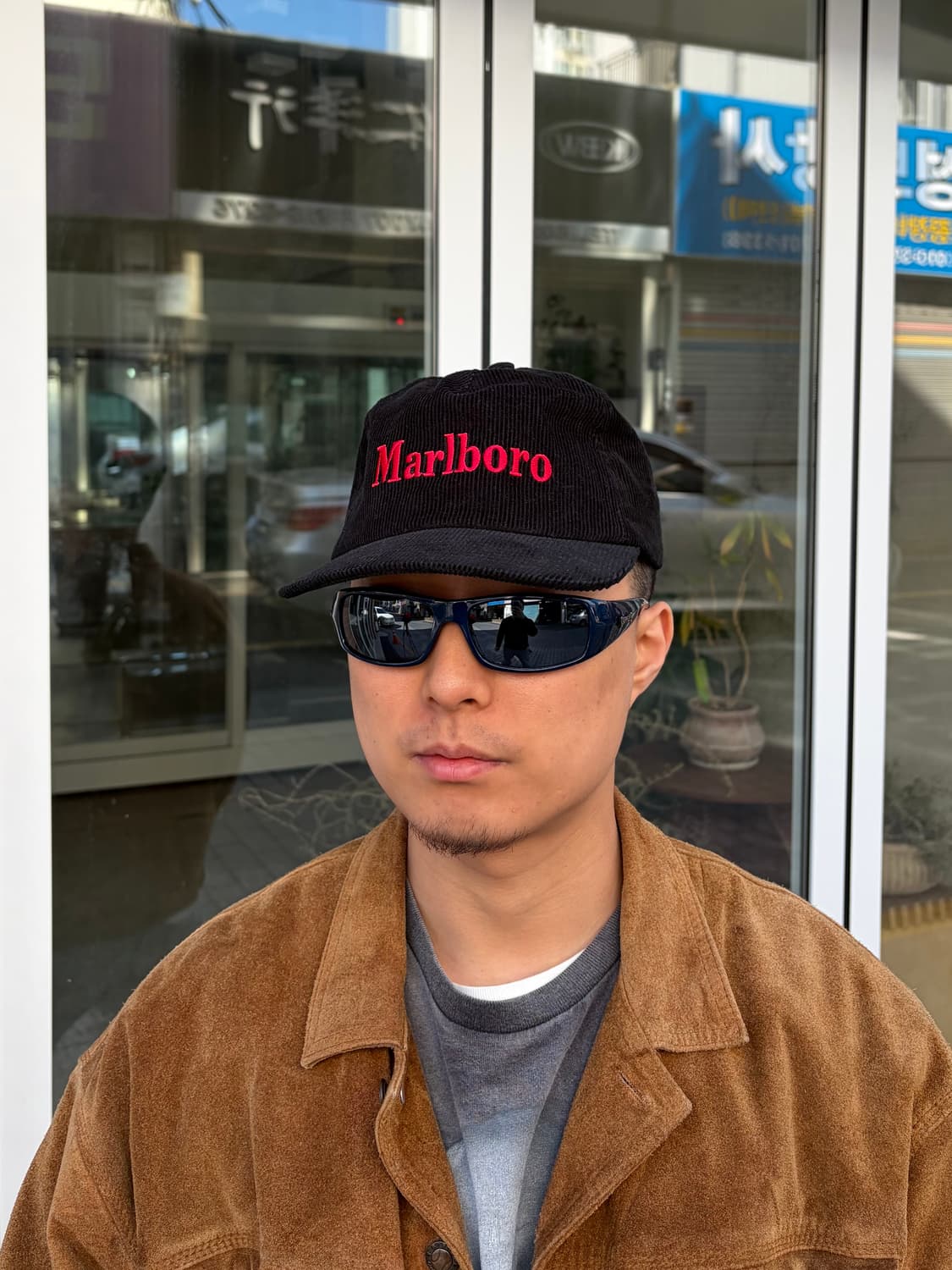 Marlboro logo corduroy black trucker cap 상품이미지3