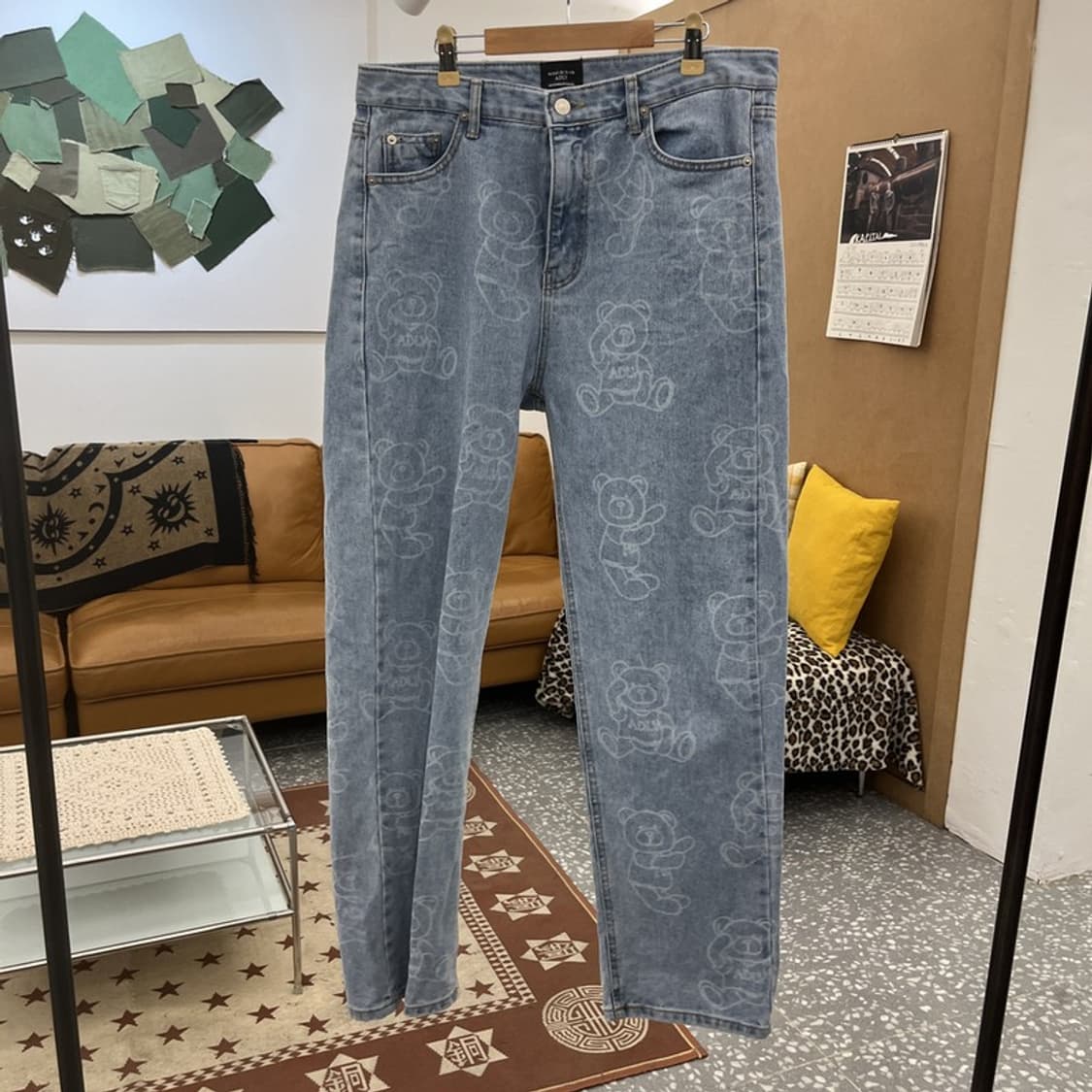 아크메드라비 빈티지 펑크 키치 베어패턴 연청 데님팬츠 3 C10365 상품이미지3