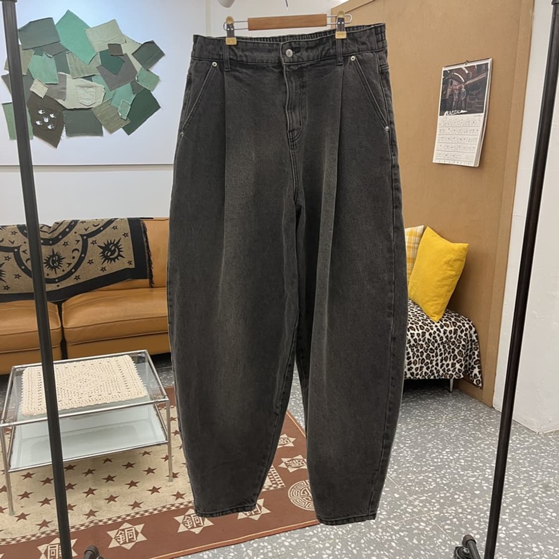 엑스톤즈 빈티지 스트릿 힙합 벌룬핏 흑청 데님팬츠 L C10368 상품이미지3