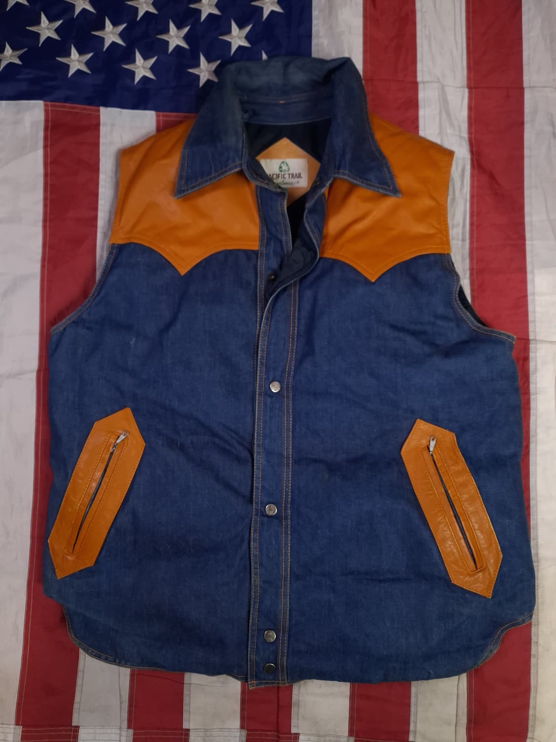 오리지날 70's 퍼스픽트레일 데님 웨스턴 다운 베스트 상품이미지1