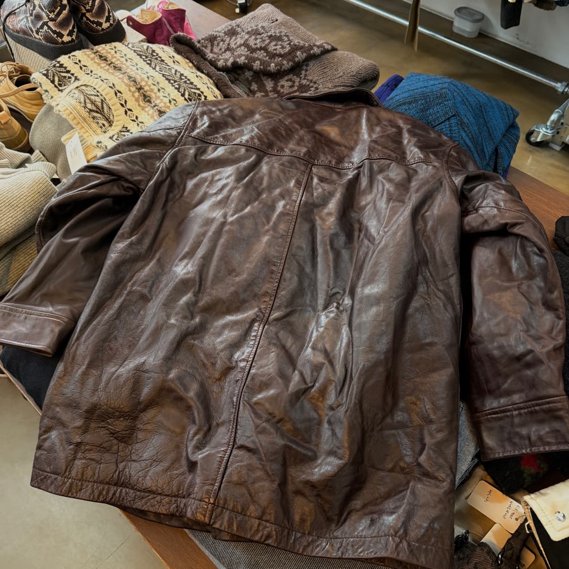올드 갭 레더 카코트 브라운 L 인도생산 상품이미지6