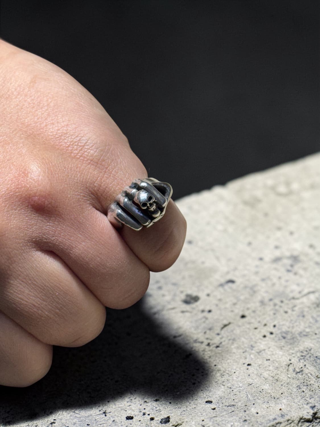 USA 빈티지 메멘토 모리 핸드크래프트 925 실버링 상품이미지8