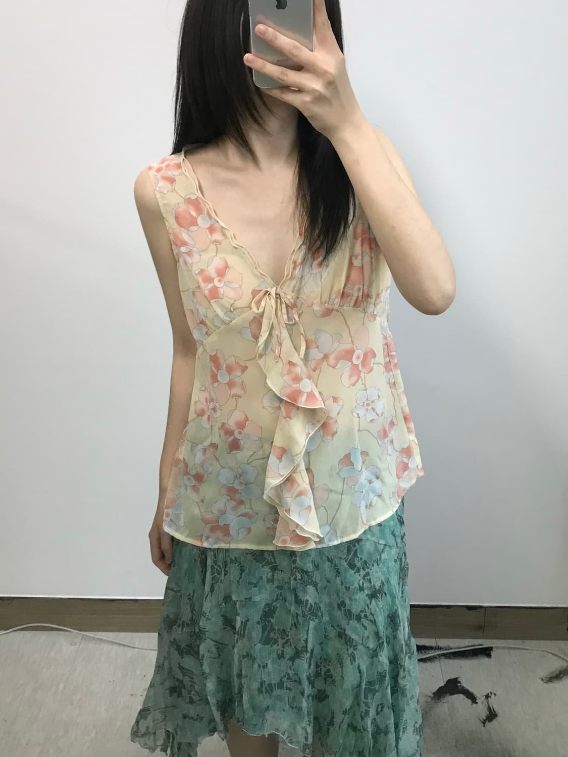 빈티지 플라워 탑 상품이미지1