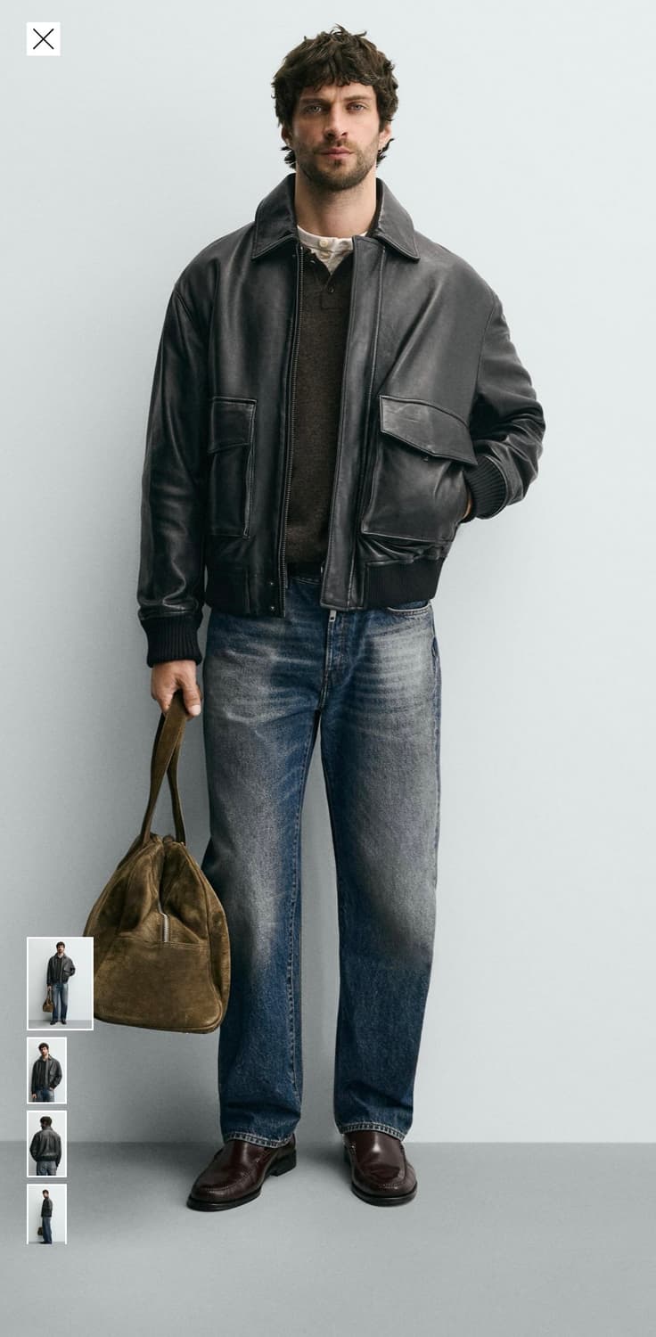 Zara 자라 고트스킨 포켓 레더 자켓 M 상품이미지1