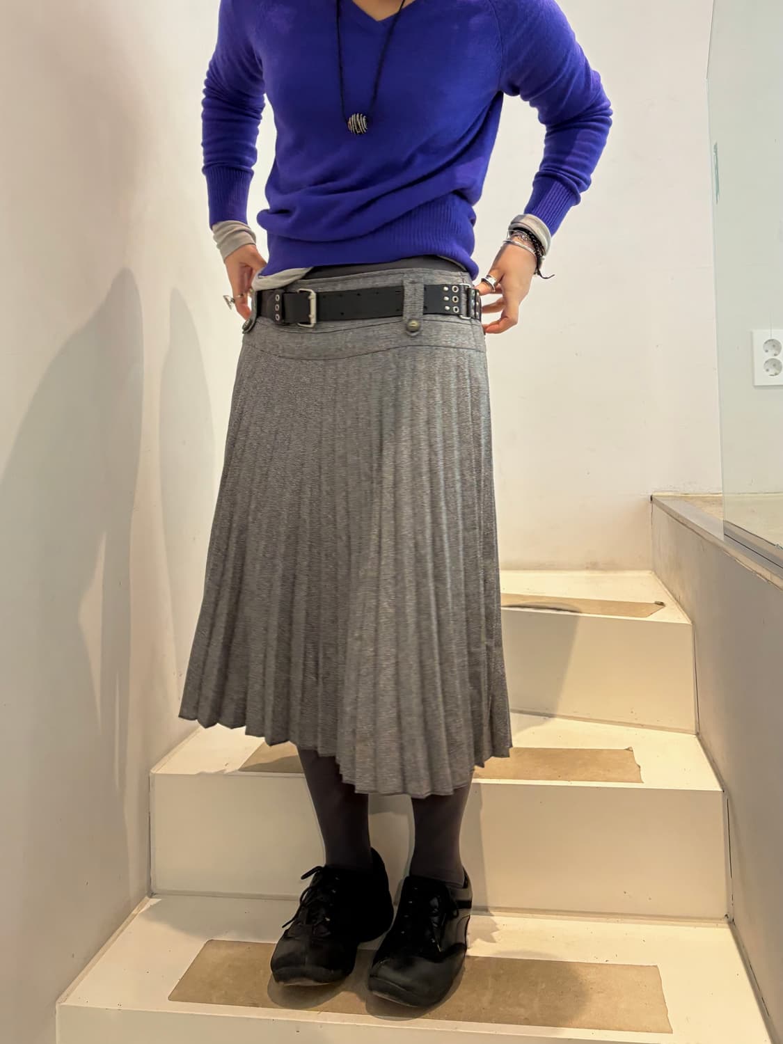 막스앤코 미디 플리츠 스커트 상품이미지1