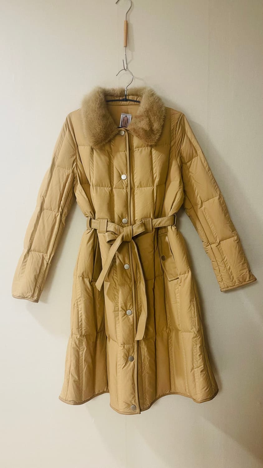 새상품) 수입 리얼밍크 카라 램스킨 트리밍 다운 롱 패딩 코트 F 상품이미지2